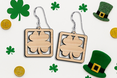 Four-leaf Clover Earrings St Patrick Day SVG Luck Laser Gift Product Image 2