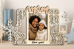 Deer Couple SVG Christmas Mom Photo Frame Laser Gift Winter Product Image 2