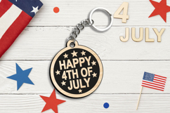 Happy 4th of July Keychain Laser SVG Gift Independence Day Product Image 2
