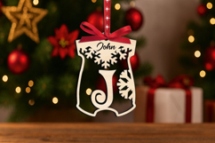Letter J SVG Christmas Ornament Onesie Laser Gift Alphabet Product Image 2