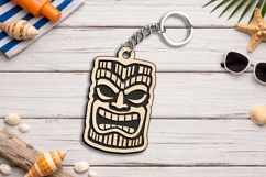 Summer Tiki Mask Keychain gift Laser SVG Present Digital Product Image 3