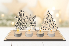 Snowy Winter Pattern Christmas Candles Holder SVG Laser Gift Product Image 3