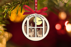 SVG Deer Couple Merry Christmas Ornament Laser Decor Present Product Image 2