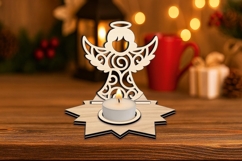 Angel Merry Christmas Candle Holder SVG Laser Holiday Gift Product Image 2