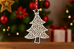 Joyful Christmas Tree Holiday SVG Laser Ornament Present Product Image 1