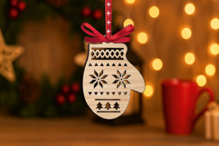 SVG Holiday Baby Glove Gift Christmas Ornament Laser Present Product Image 2