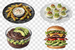 Avocado Dessert | Watercolor PNG Burger Pasta Salad Smoothie Product Image 2
