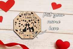 SVG Octagon Kitty Loves You Valentine Day Coaster Laser Love Product Image 3