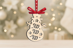 SVG Christmas Snowman Ho-Ho-Ho Gift Ornament Laser Present Product Image 2