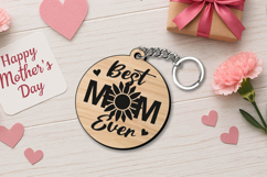 SVG Mothers Day Keychain Flower Best Mom Gift Laser Holiday Product Image 2
