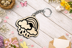 Spring Rainbow with Cloud Keychain Laser SVG Gift Accessory Product Image 2