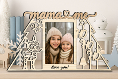 Ho-Ho-Ho Deer Christmas Mama &amp; Me SVG Photo Frame Laser Pic Product Image 2