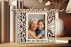 Grandma and me SVG Flowers Photo Frame Laser Gift Home Decor Product Image 2