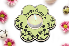 Easter Tea Candle Holder Flowers Pattern Present SVG Laser Product Image 2