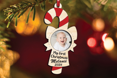 Candy Cane SVG Baby Photo My First Christmas Ornament Laser Product Image 2