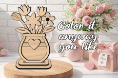 SVG Flowers Bouquet Vase Mother Day Kid Coloring Gift Laser Product Image 2