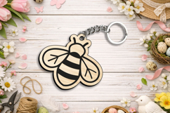 Bee spring Keychain Laser SVG Gift Appreciation Gift Summer Product Image 2