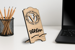 Alphabet Letter V SVG Phone Holder Monogram Fleur-de-lis Product Image 2