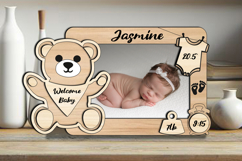 Bear SVG Baby Picture Frame Sign Newborn Photo Gift Board Product Image 3