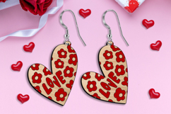 SVG Love Heart Valentine Earrings Laser Romantic Present Product Image 2