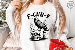 F-Caw-F Raven Skull SVG|Dark Humor Halloween|Gothic Crow Product Image 2