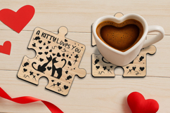 SVG Puzzle Kitty Loves You Coaster Valentine Day Laser Gift Product Image 2