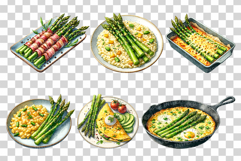 Asparagus Cuisine | Watercolor Food Clipart Steak Epp PNG Product Image 2