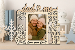 SVG Snowman Deer Christmas Dad and Me Photo Frame Gift Laser Product Image 2