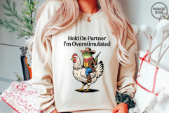 Hold On Partner I&#039;m Overstimulated|Cowboy Frog Riding Chick Product Image 2