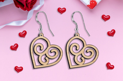 SVG Valentine Love Heart Swirls Earrings Laser Gift Romantic Product Image 2