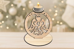 SVG Holiday Pattern Angel Candle Holder Laser Home Decor Product Image 2