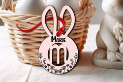 Letter M Basket Tag Ornament SVG Laser Easter Flowers Bunny Product Image 2