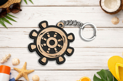 SVG Summer Keychain Ship Steering Wheel helm Laser Present Product Image 2