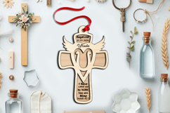 Letter U Laser Gift Cross Ornament SVG Monogram Holy Baptism Product Image 2
