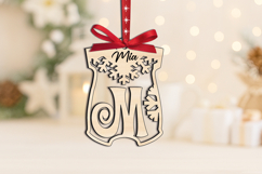Baby Onesie Letter M SVG Christmas Ornament Laser Alphabet Product Image 2