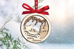 Merry Christmas Tree Pickup Truck Ornament SVG Laser Winter Product Image 2