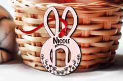 SVG Easter Letter N Laser Bunny Basket Tag Ornament Flowers Product Image 2