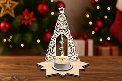 Faith Christmas Tree Candle Holder SVG Laser House Decor Product Image 2