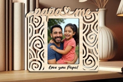 SVG Papa and Me Abstract Design Photo Frame Gift Laser Child Product Image 2