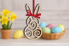 SVG Holiday Easter Bunny Ornament Laser Cut Present Animal Product Image 2