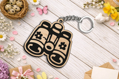 SVG Spring Binoculars Flowers Keychain Laser Gift Accessory Product Image 2