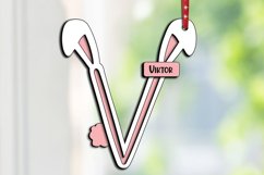 Laser Cut Letter V Easter SVG Basket Tag Ornament Bunny Gift Product Image 2