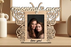 SVG Rose Butterfly Design Mommy &amp; Me Frame Photo Gift Laser Product Image 2