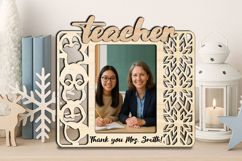 Teacher Christmas SVG Photo Frame Appreciation Gift Penguin Product Image 2