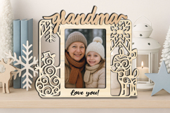 Snowman Deer Christmas Grandma SVG Photo Frame Laser Gift Product Image 2