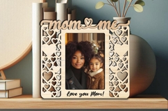 SVG Mom and Me Hearts Photo Frame Laser Gift Present Home Product Image 2
