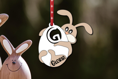 Laser SVG Letter G Bunny Easter Basket Name Tag Ornament Product Image 2