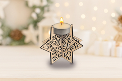 SVG Winter Swirls Laser Christmas Star 3D Candle Holder Gift Product Image 2