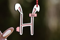 Laser cut SVG Letter H Easter Basket Tag Ornament Bunny Tail Product Image 2