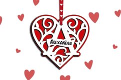 Valentine Day Monogram Letter A Gift Love Romantic SVG Laser Product Image 2